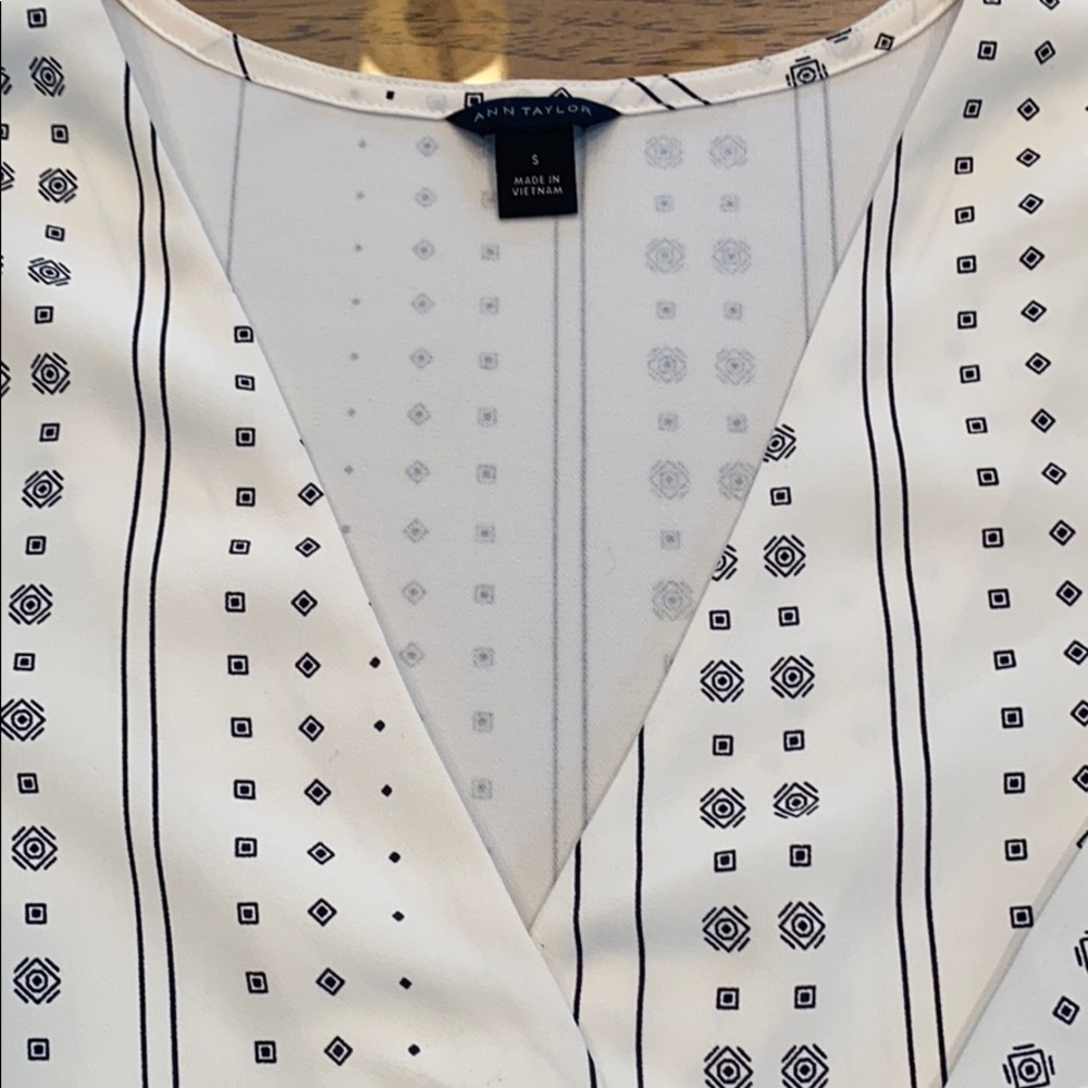 White Patterned Ann Taylor Blouse - image 3